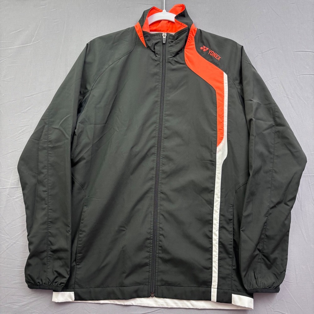 Yonex Mens Windbreaker Jacket Black Orange Full Zip Tennis Training Size XS S M